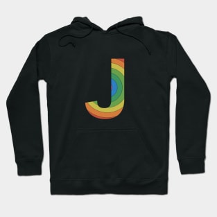 Retro Rainbow 'J' Sticker Hoodie